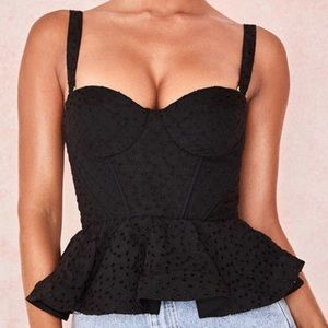 House of CB Black Peplum Corset Top